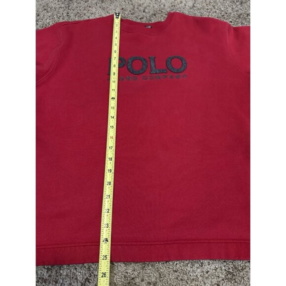 POLO RALPH LAUREN VTG Red Sweatshirt Pullover Sweater Pockets Y2k 90s Spellout M - Picture 5 of 8